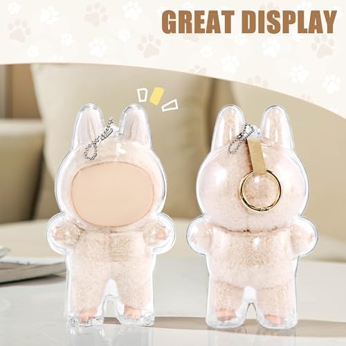 LABUBU Protective Case High Clear Acrylic Display Box with Keychains for Doll Collectors