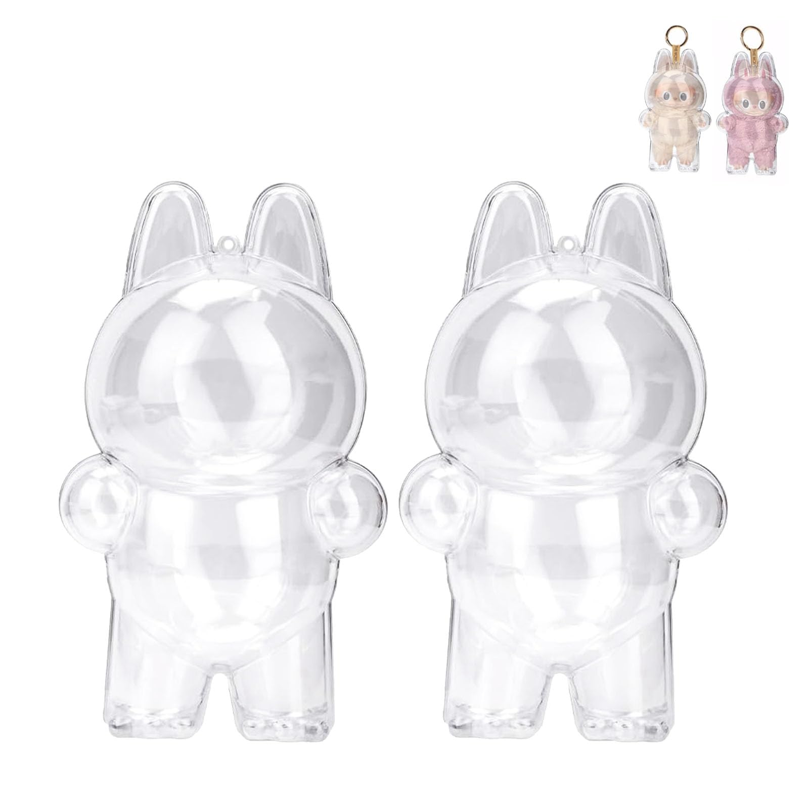 Clear Protective Case with Keychain for Blind Box Figure - Portable Display for Mini Collectibles - Dustproof Storage B