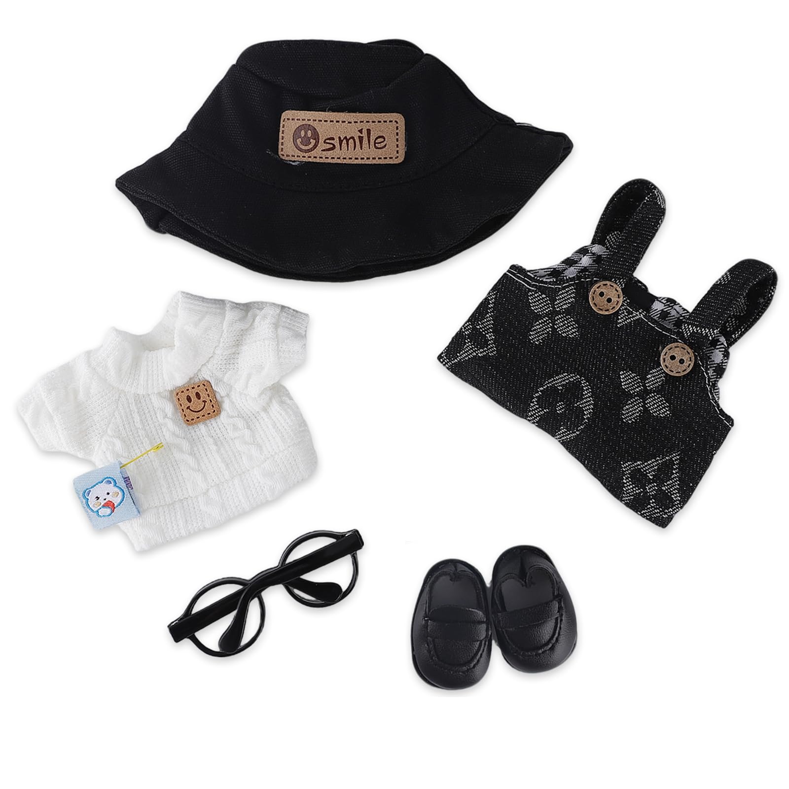 Labubu Doll Clothes 5PCS Set Hat Clothing Pants Shoes Glasses 17cm Dolls